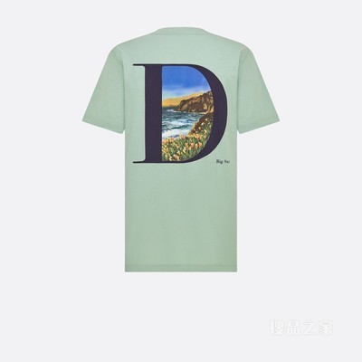 DIOR AND JACK KEROUAC T 恤, 宽松版型 绿色棉质竹节平纹针织面料