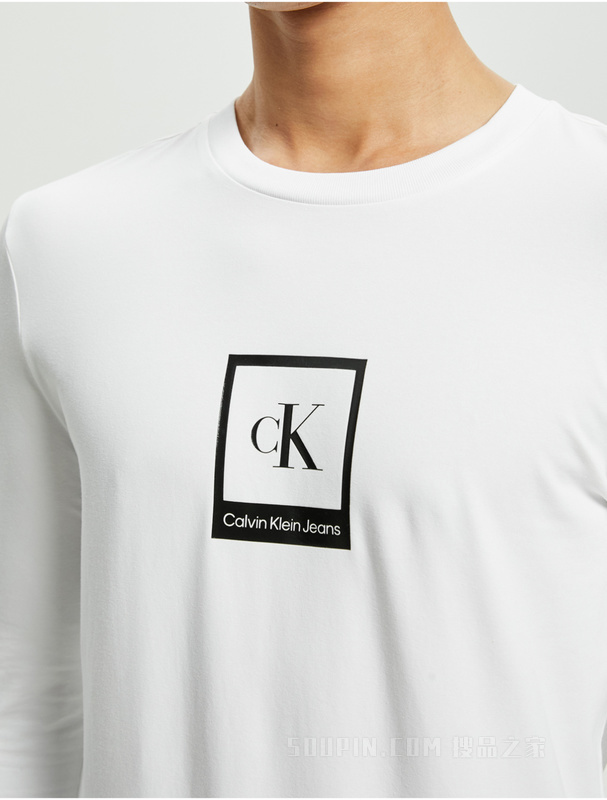 Calvin Klein 22秋冬新款男士休闲印花LOGO透气打底修身长袖T恤J322330