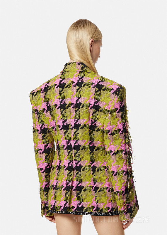 Medusa磨边粗花呢西装外套