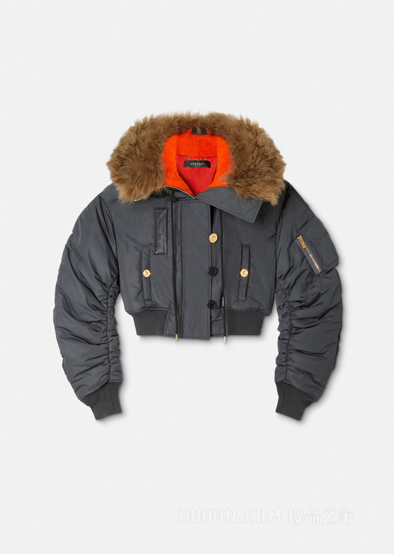 短款羊毛飞行员羽绒夹克