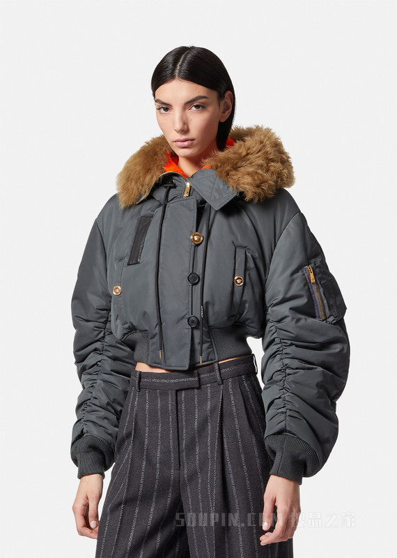 短款羊毛飞行员羽绒夹克