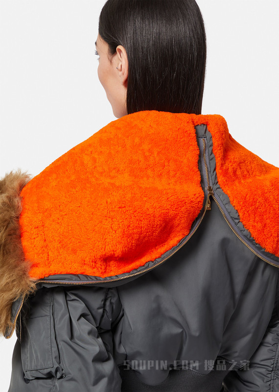 短款羊毛飞行员羽绒夹克