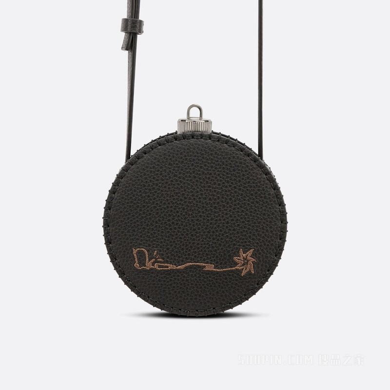 CACTUS JACK DIOR Dior Aqua 水瓶 黑色粒面牛皮革刺绣标志和不锈钢 Dior Oblique 图案, 搭配肩带