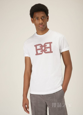B-Chain T 恤 白色拼经典红有机棉 T 恤