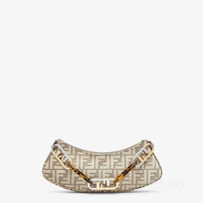 Fendi O'Lock Swing 鸽子灰织锦布料手拿包
