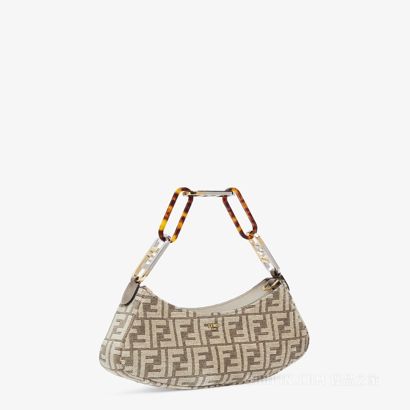 Fendi O'Lock Swing 鸽子灰织锦布料手拿包