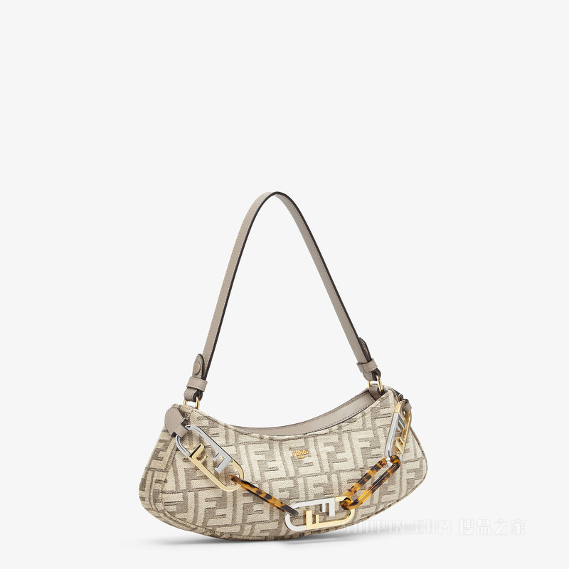 Fendi O'Lock Swing 鸽子灰织锦布料手拿包