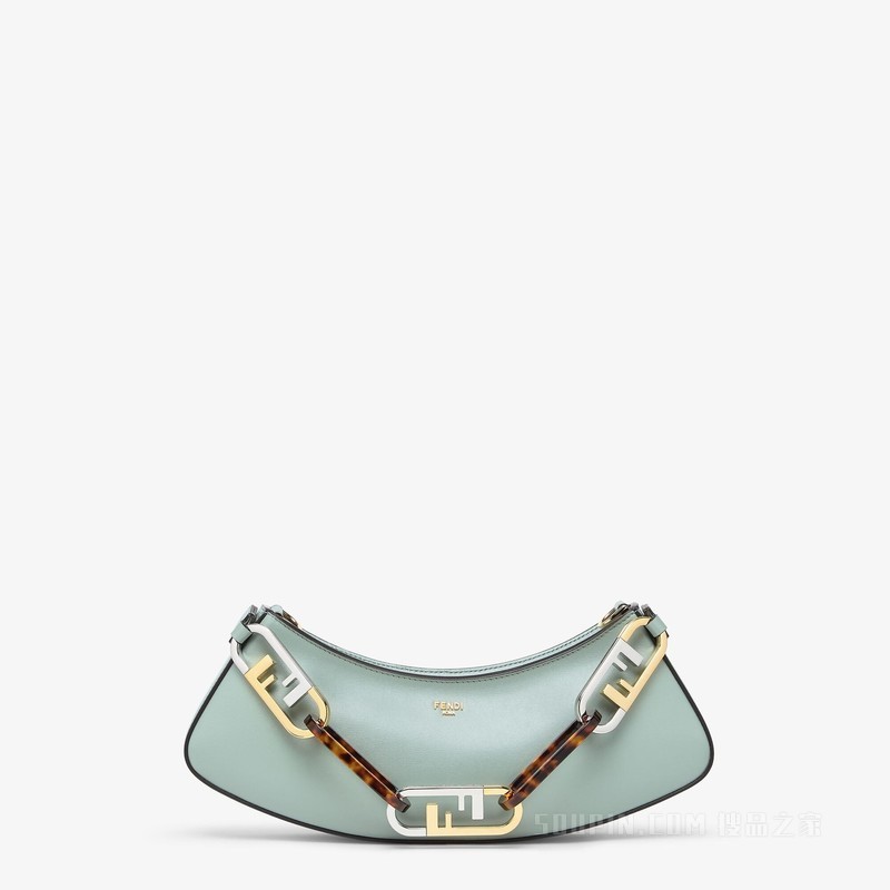 Fendi O'Lock Swing 薄荷绿皮革手拿包