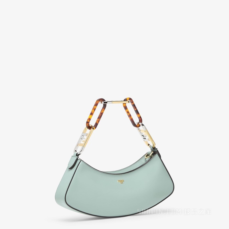 Fendi O'Lock Swing 薄荷绿皮革手拿包