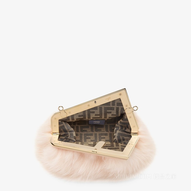 Fendi First小号手袋 浅粉红色狐狸皮草手袋