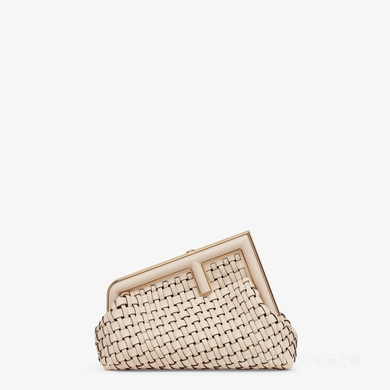 Fendi First小号手袋 米色编织皮革手袋