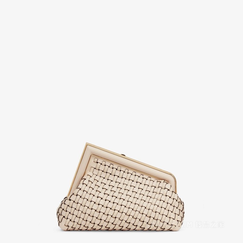 Fendi First小号手袋 米色编织皮革手袋