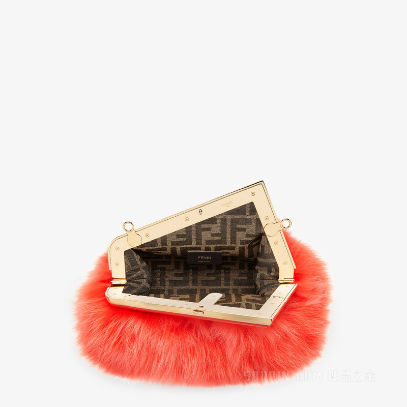 Fendi First小号手袋 红色狐狸皮草手袋