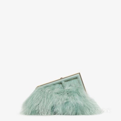 Fendi First小号手袋 薄荷绿狐狸皮草手袋