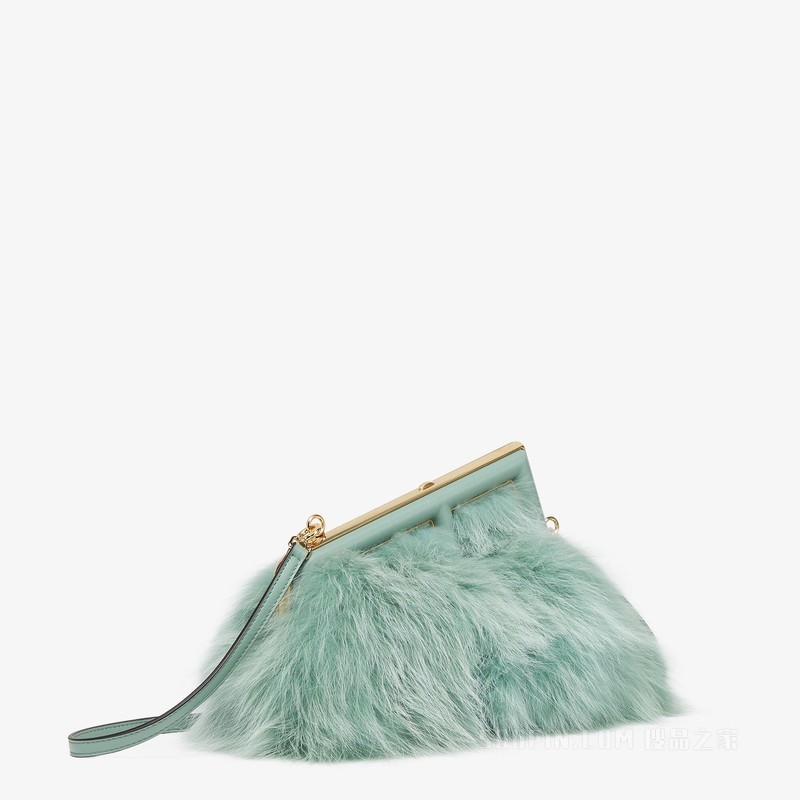 Fendi First小号手袋 薄荷绿狐狸皮草手袋