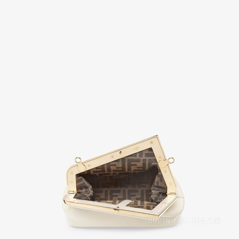 Fendi First小号手袋 山茶花白皮革手袋
