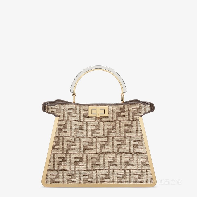 FENDI/芬迪】Peekaboo ISeeU小号手袋鸽子灰FF织锦布料手袋