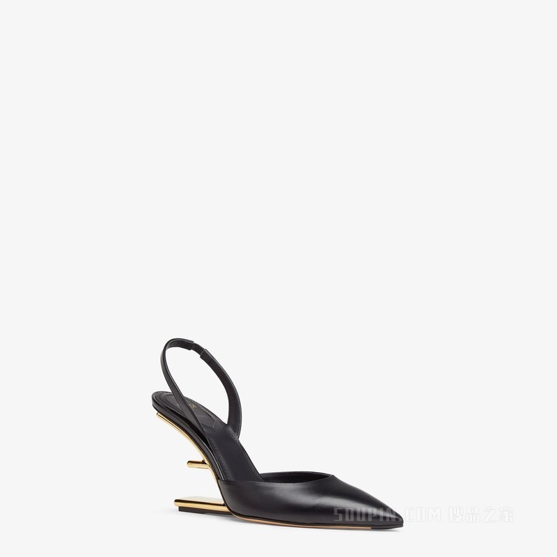 Fendi First 黑色皮革高跟露跟鞋