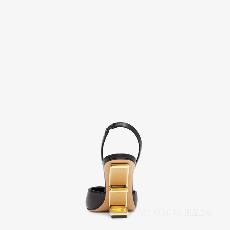 Fendi First 黑色皮革高跟露跟鞋