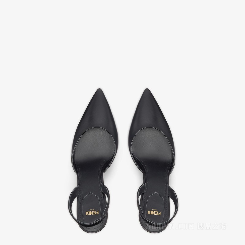 Fendi First 黑色皮革高跟露跟鞋