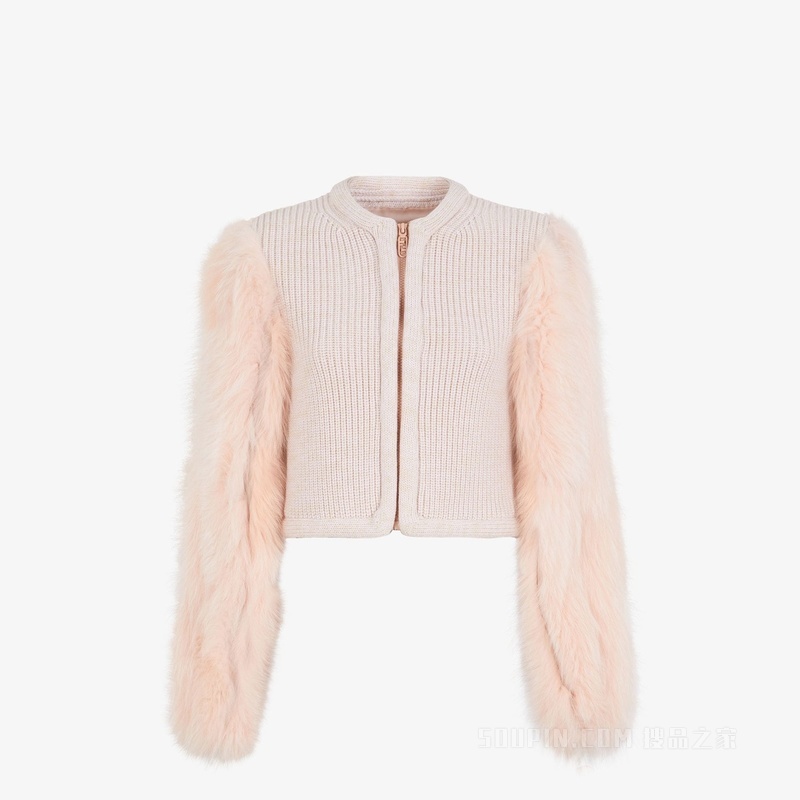 飞行员夹克 粉红色狐狸皮草夹克