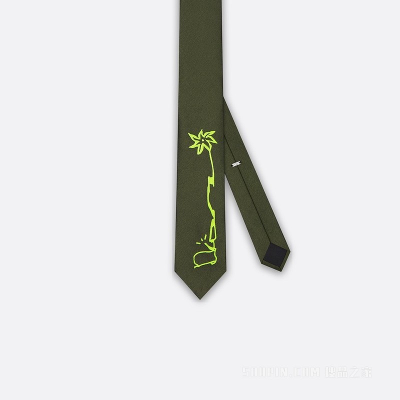 CACTUS JACK DIOR 领带 绿色桑蚕丝混纺科技面料