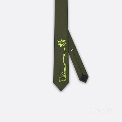 CACTUS JACK DIOR 领带 绿色桑蚕丝混纺科技面料