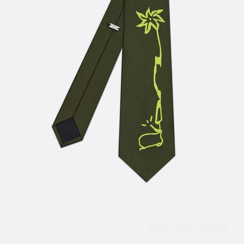 CACTUS JACK DIOR 领带 绿色桑蚕丝混纺科技面料