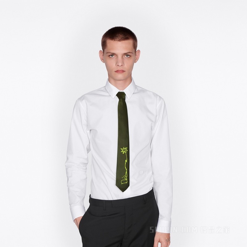 CACTUS JACK DIOR 领带 绿色桑蚕丝混纺科技面料