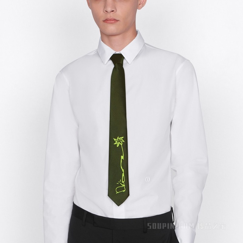 CACTUS JACK DIOR 领带 绿色桑蚕丝混纺科技面料