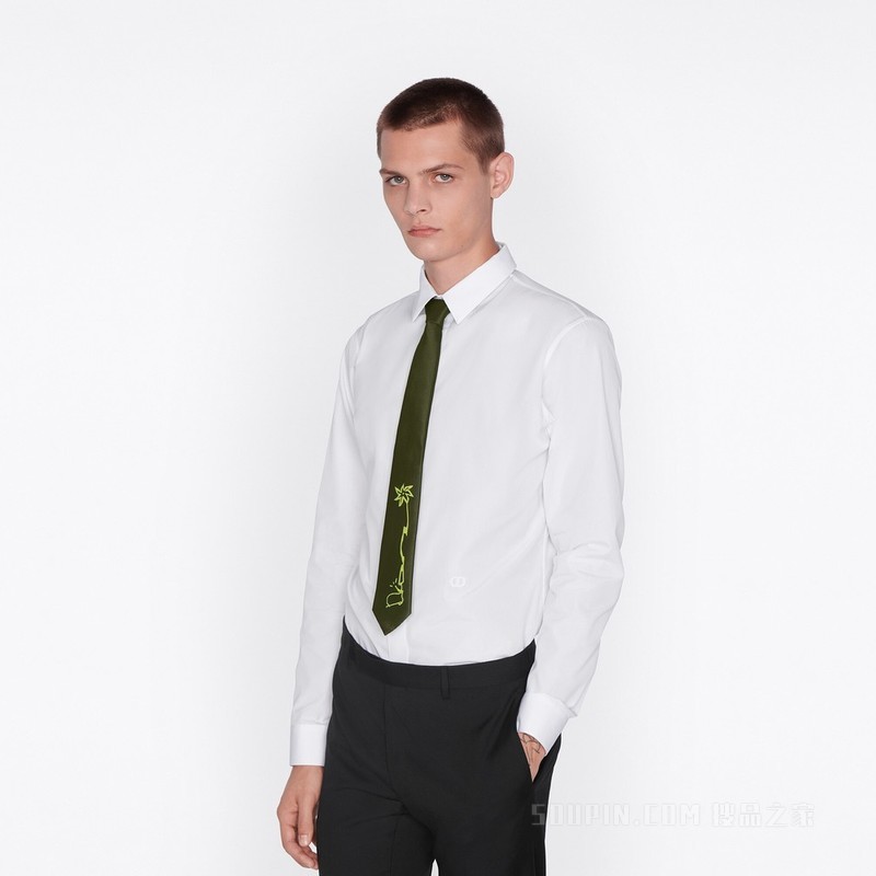 CACTUS JACK DIOR 领带 绿色桑蚕丝混纺科技面料