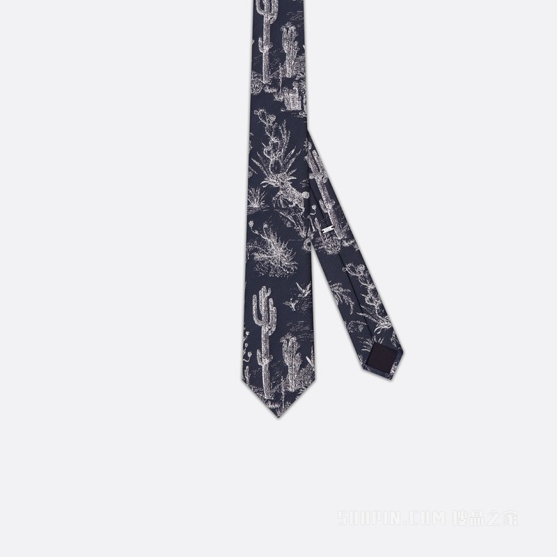 CACTUS JACK DIOR 领带 海军蓝色和白色桑蚕丝