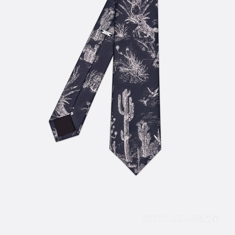 CACTUS JACK DIOR 领带 海军蓝色和白色桑蚕丝