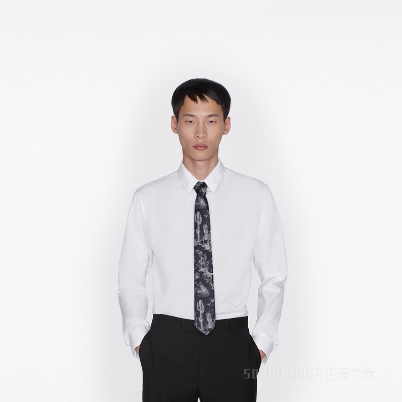 CACTUS JACK DIOR 领带 海军蓝色和白色桑蚕丝