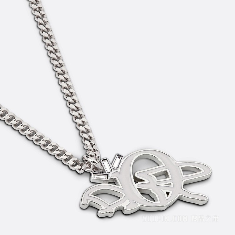 CACTUS JACK DIOR 吊坠项链 银色饰面黄铜, 白色树脂和仿水晶装饰