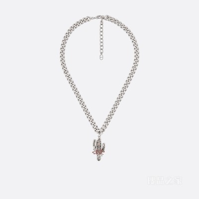 CACTUS JACK DIOR 链环项链 银色饰面黄铜搭配米色石饰和棕色树脂装饰