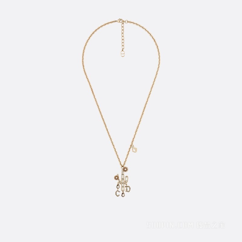 CACTUS JACK DIOR 吊坠项链 金色饰面黄铜和白色仿水晶装饰