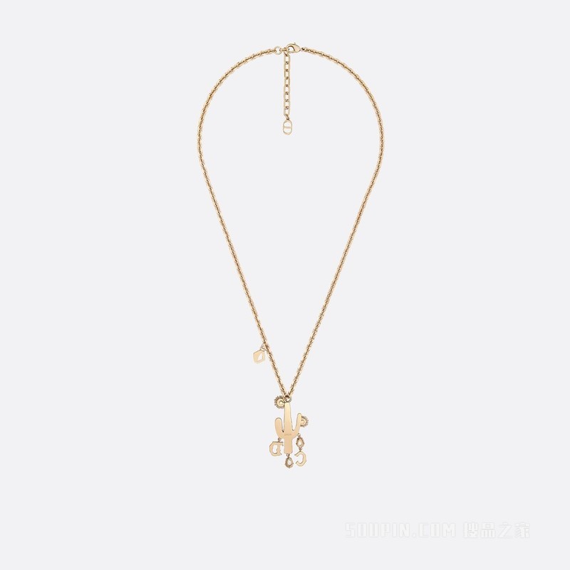 CACTUS JACK DIOR 吊坠项链 金色饰面黄铜和白色仿水晶装饰