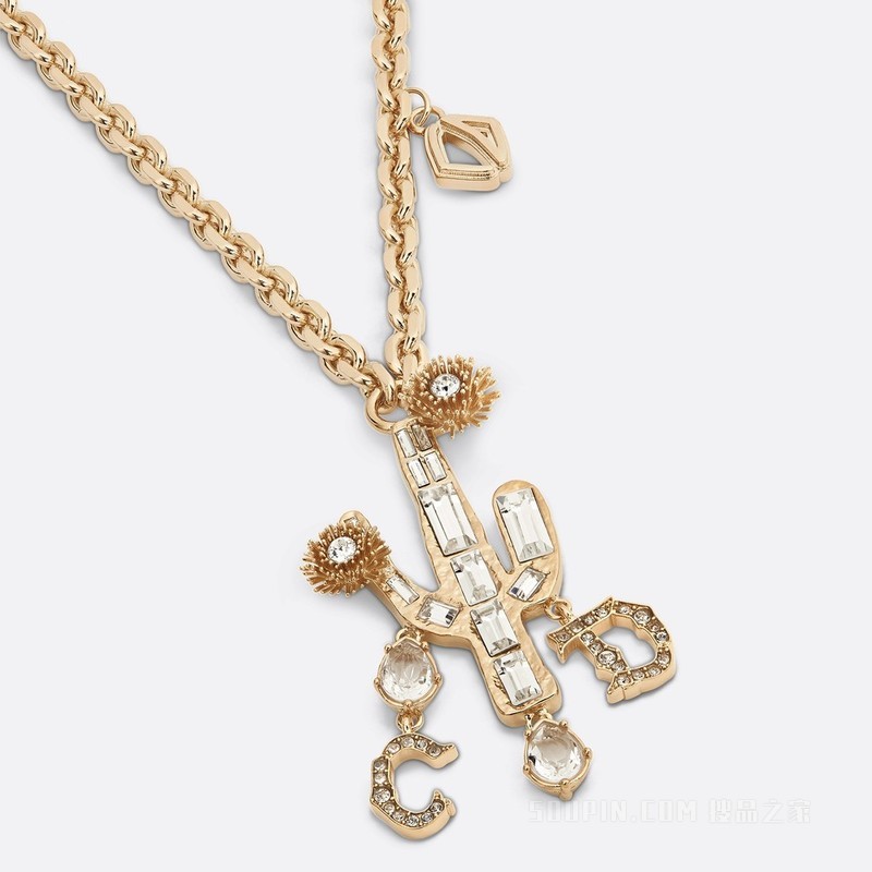 CACTUS JACK DIOR 吊坠项链 金色饰面黄铜和白色仿水晶装饰