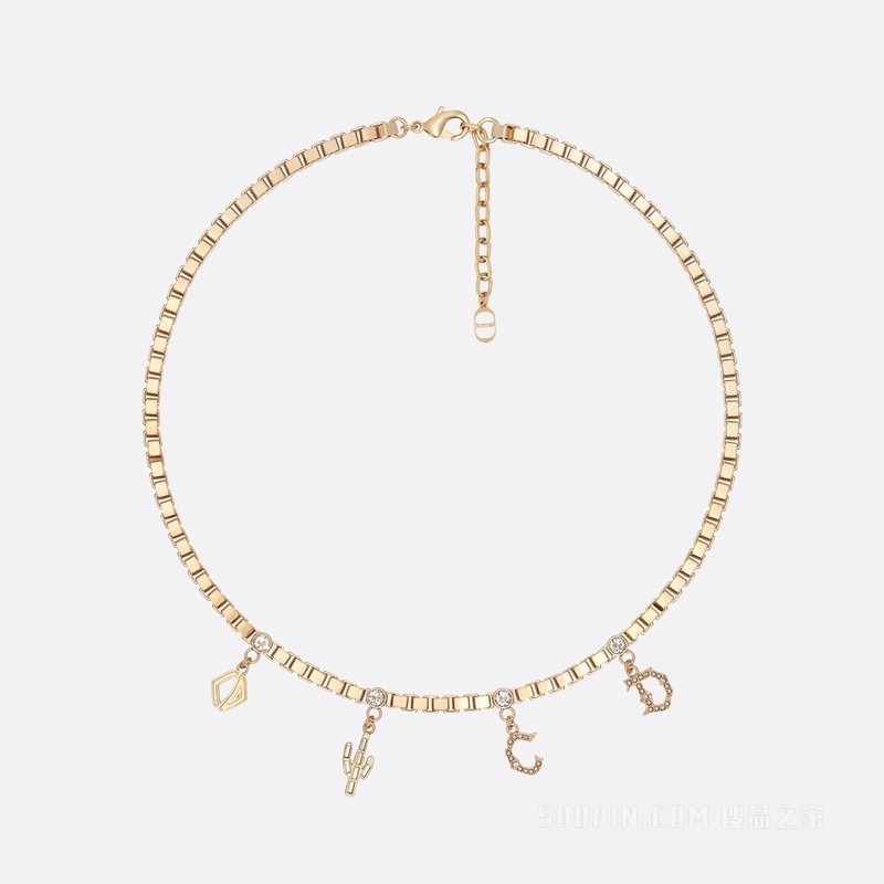 CACTUS JACK DIOR 项链 金色饰面黄铜和白色仿水晶装饰