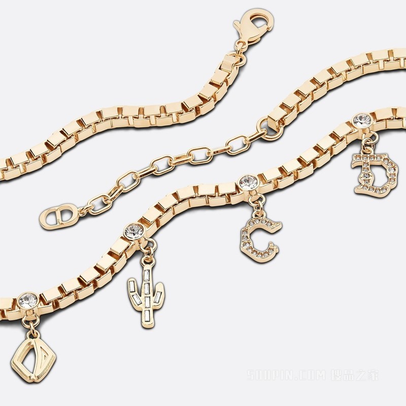 CACTUS JACK DIOR 项链 金色饰面黄铜和白色仿水晶装饰