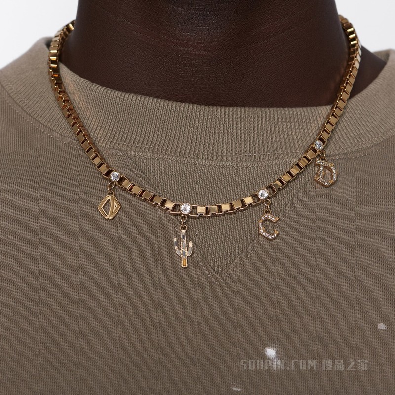 CACTUS JACK DIOR 项链 金色饰面黄铜和白色仿水晶装饰