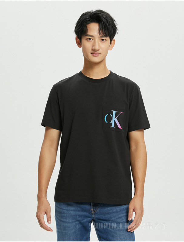 Calvin Klein 22初秋男士时尚圆领渐变色字母印花透气短袖T恤J321660