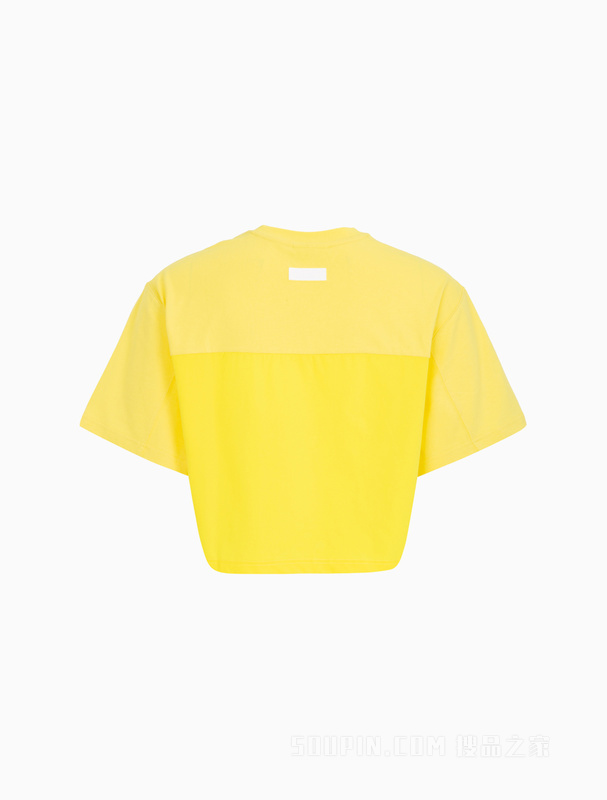 Calvin Klein 22春夏男女情侣中性时尚短款LOGO标牌拼接短袖T恤J400196