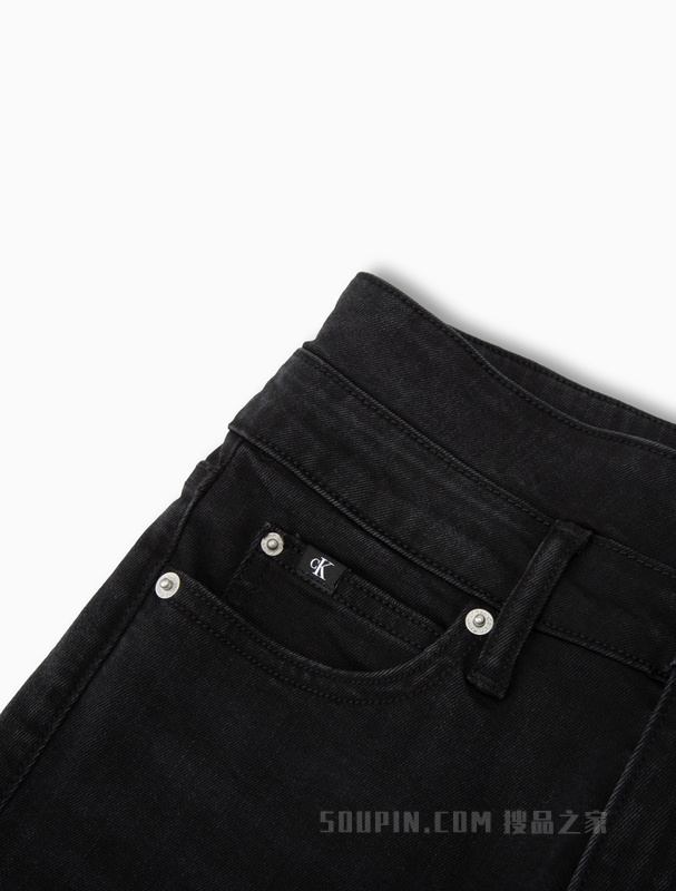 Calvin Klein 22秋冬女士双腰头LOGO贴片中腰紧身弹力牛仔裤J220057