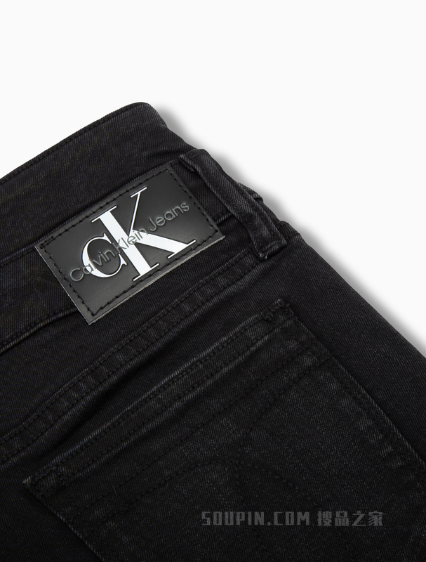 Calvin Klein 22秋冬女士双腰头LOGO贴片中腰紧身弹力牛仔裤J220057