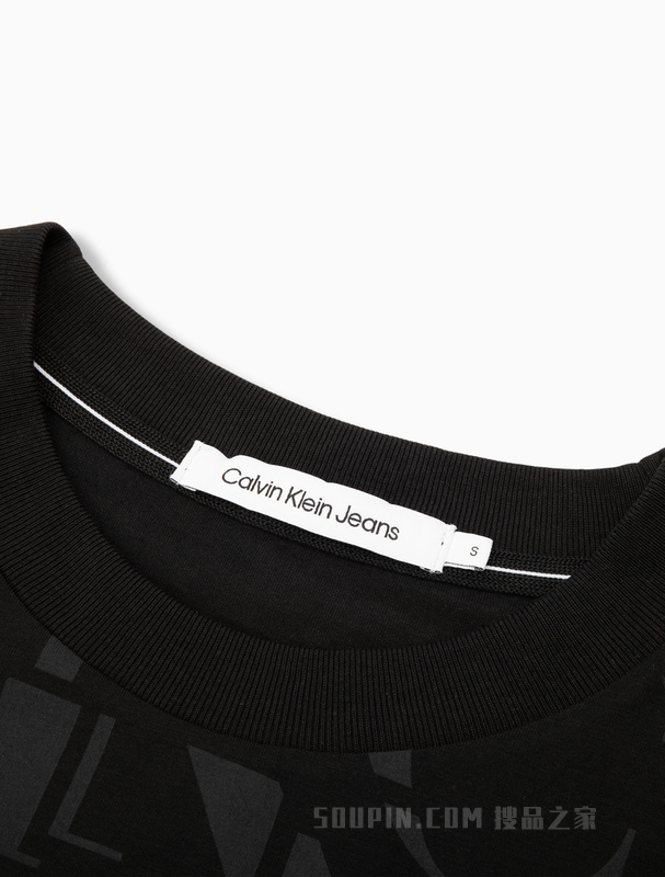 Calvin Klein 22初秋女士休闲短款字母满印透气圆领短袖T恤J219703