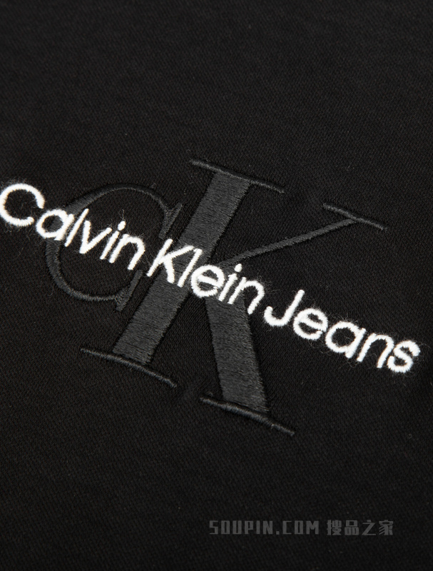 Calvin Klein 22早秋女士休闲抽绳收腰交叠刺绣纯棉圆领连衣裙J219921