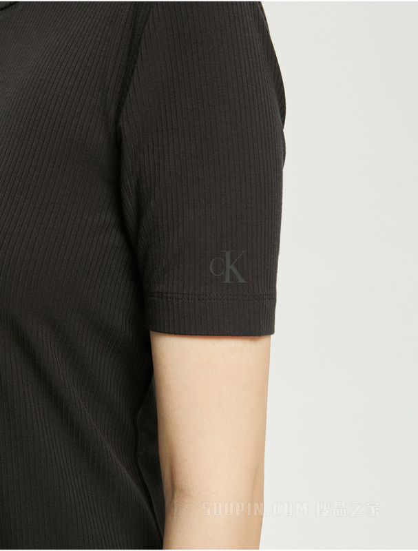 Calvin Klein 22初秋女士时尚LOGO系绳开衩中长款短袖连衣裙J219675