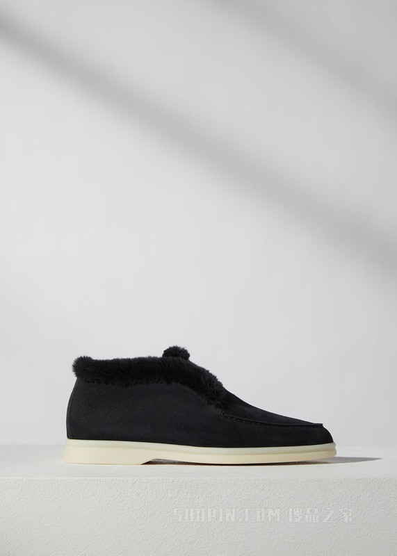 Open Walk 踝靴 绒毛牛皮革含皮毛衬里